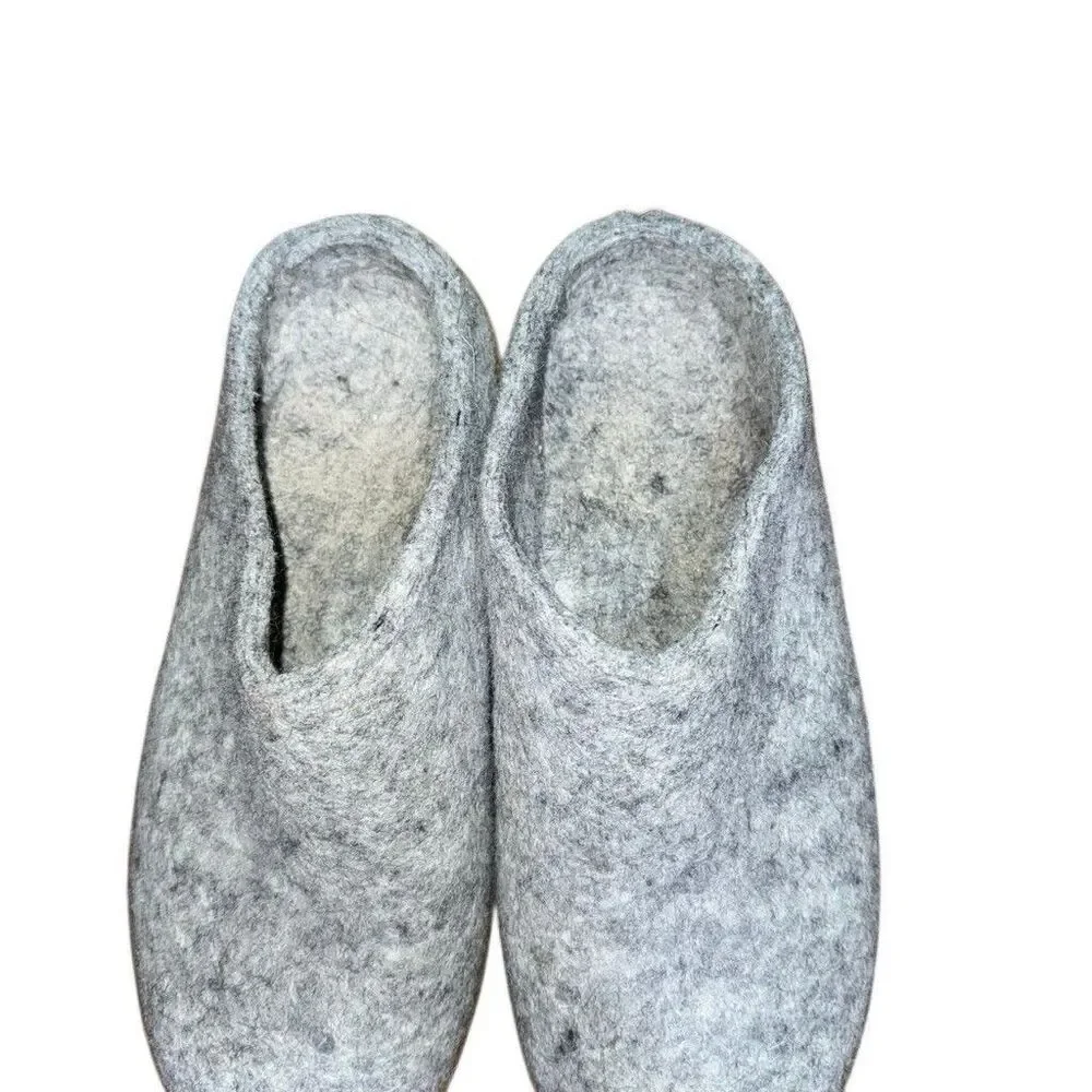 Glerups Gray Slip On Wool Slipper With Leather Bottom EU Size 43 Used